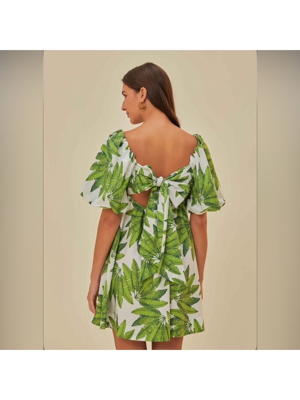 Farm Rio Off-White Palms Fan Mini Dress - Picture 6 of 7